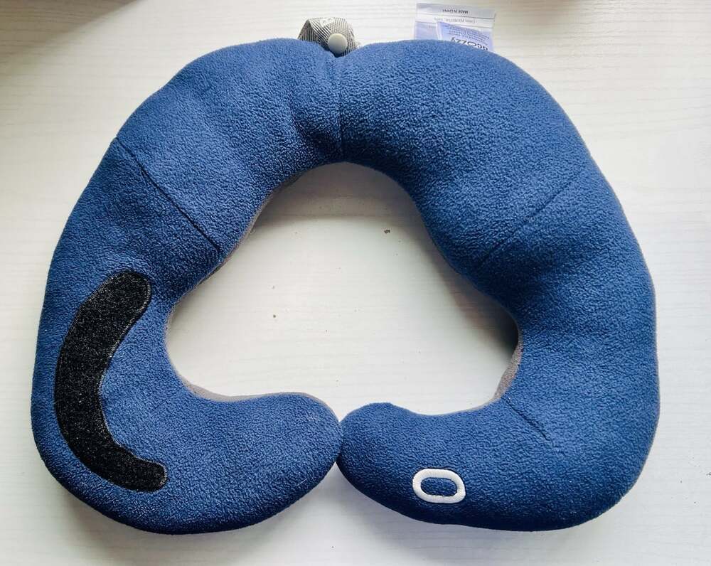 Bcozzy Travel Neck Pillow | Blue | Adjustable Ergonomic Airplane Travel Pillow - Picture 6 of 9